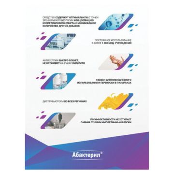 Средство дезинфицирующее кожный антисептик 100мл АБАКТЕРИЛ-АКТИВ спрей 1/54 (клиент)