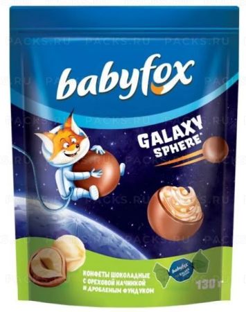 Продукты, Конфеты BabyFox Galaxy sphere с фундуком 130г 1/18