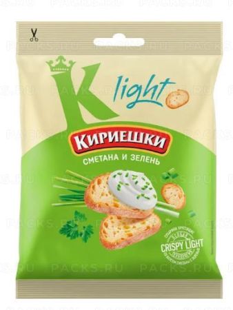 Продукты, Сухарики Кириешки Light со вкусом сметаны и зелени 33 гр 1/50