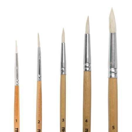 Кисти 5шт коза круглая № 1,2,3,4,5 ПИФАГОР 1/12/288 (Клиент)