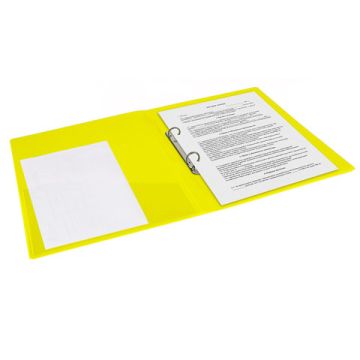 Папка на 2 кольца 25мм до 170 листов 0,7мм неоновая желтая BRAUBERG 1/30