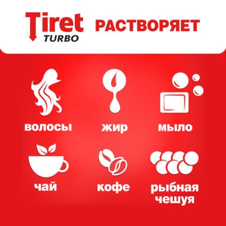 Средство жидкое 500мл Tiret (Тирет) Турбо гель для прочистки канализационных труб 1/12