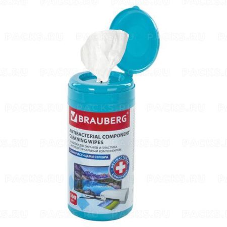 Чистящие салфетки BRAUBERG для мониторов оптики и пластика антибактер 1/12