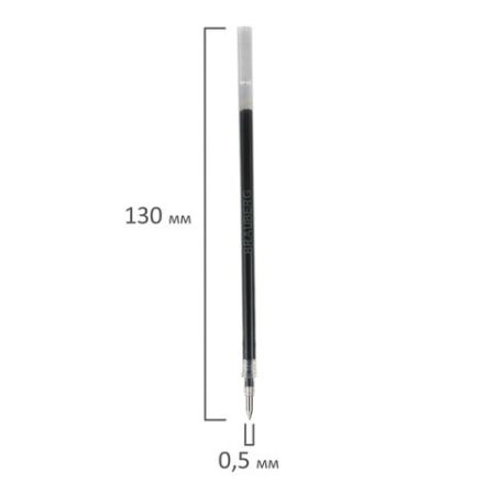 Стержень гелевый черный 130мм зел 0,5мм линия письма 0,35мм евронаконечник BRAUBERG 1/20