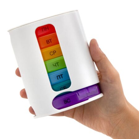 Контейнер-органайзер для лекарств и витаминов 7 дней/4 приема WHITE DASWERK 1/50 (Клиент)