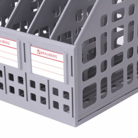 Лоток вертикальный для бумаг 295х240х250мм 6отд серый MAXI Plus Brauberg 1/12 (Клиент)