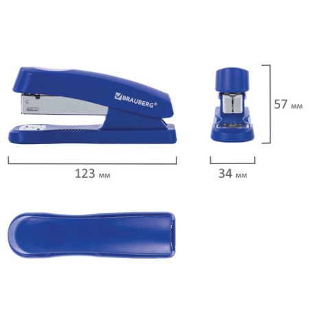 Степлер №24/6, 26/6 BRAUBERG Standard+ до 30 листов синий 1/12