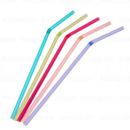 Трубочки для коктейля 210х5 с гофрой цветные прозрачные (250шт) 1/48