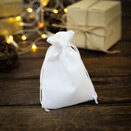 Подарочный мешок холщевый 10х14см белый 1/10/3140