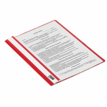 Папка скоросшиватель с прозр верхн лист BRAUBERG А4 красный 1/25/400