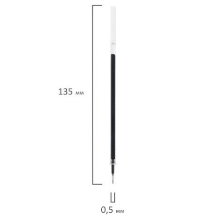 Стержень гелевый STAFF, 135 мм, игольчатый пишущий узел 0,5 мм, линия 0,35 мм, черный 1/5