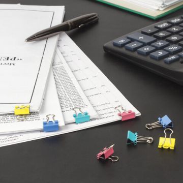 Зажимы для бумаг 15мм на 45л (12шт) цветные в картонной коробке Staff 1/12/360