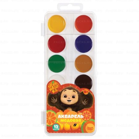 Краски акварельные 12цв медовые Чебурашка Мульти-Пульти 1/12