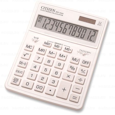 Калькулятор настольный CITIZEN SDC444XRPKE (204х155мм) 12 разр двойное питание белый 1/20 
