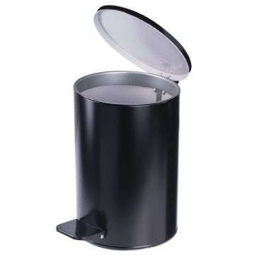 Ведро-контейнер для мусора с педалью УСИЛЕННОЕ, 10 л, кольцо под мешок, черное, оцинкован (Клиент)
