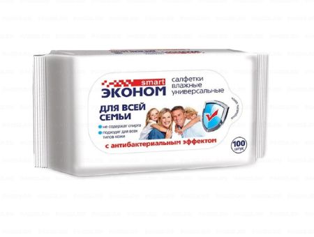 Салфетки влажные Эконом Smart антибактериальные  (100) 1/16