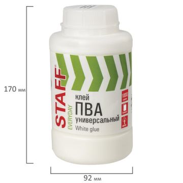 Клей ПВА 1кг универсальный бумага картон дерево STAFF 1/8
