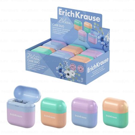 Точилка 2 отверстия ассорти ErichKrause Pastel Case Duo 1/12