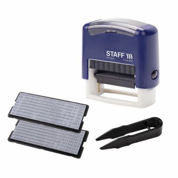 Штамп самонаб 4-стр оттиск 48х18мм синий б/рамки STAFF Printer 8052 корпус синий касса 1/10 (Клиент)