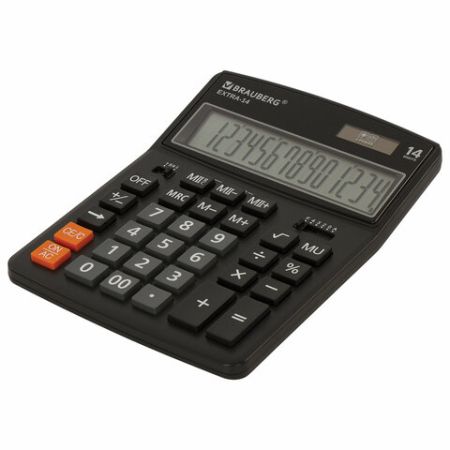 Калькулятор настольный 206x155мм 14 разрядов дв. питание ЧЕРНЫЙ BRAUBERG EXTRA-14BK 1/20/ (Клиент)