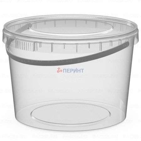 Ведро пищевое прозрачное 2л d-173 с крышкой с ручкой Перинт 100/100