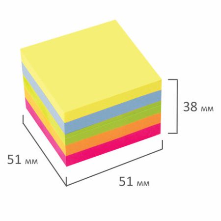 Блок самоклеящийся 51х51мм 400л 5цв неоновый ЮНЛАНДИЯ 1/24 (клиент)