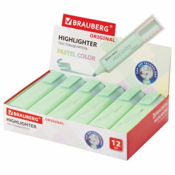 Текстовыделитель МЯТА линия 1-5 мм BRAUBERG Original pastel 1/12 (вывод)