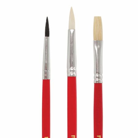 Кисти 3шт Белка круглая №3, Коза круглая №4, Щетина плоская №6 ПИФАГОР  1/12