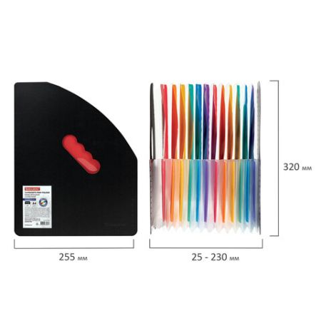 Лоток-органайзер вертикальный для бумаг 13 отд BRAUBERG DOCS А4 черный 1/18 (Клиент)