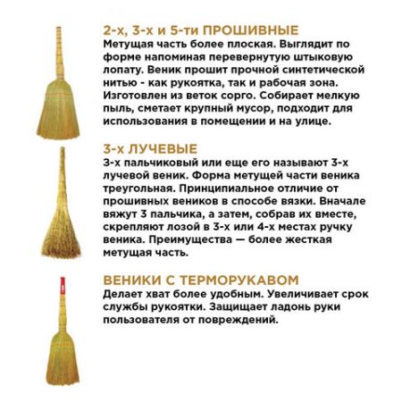 Веник Сорго 3-х прошивной ручка в пленке 360-380г ширина метелк 28-31см длина79см ЛАЙМА 1/20 (клиент