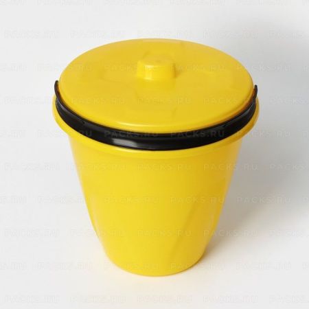 Ведро 10л с крышкой желтое Лайт 1/10