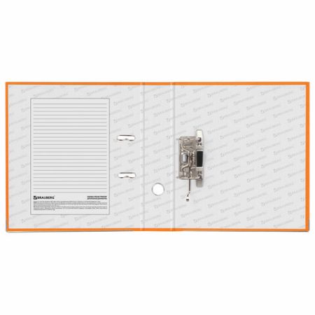Папка-регистратор BRAUBERG 80мм с покрытием из ПВХ, оранжевая (удвоенный срок службы) 1/20 (клиент)