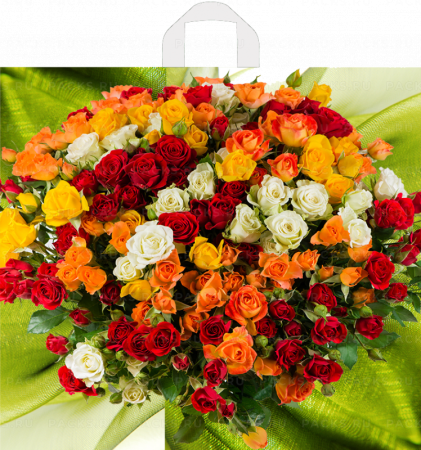 Пакет с петлевой ручкой (44х42)-70 Шикарный букетик 50/300