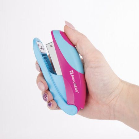 Степлер №24/6 26/6 до 20л ассорти с резиновыми вставками BRAUBERG MIX 1/12