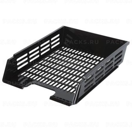 Лоток горизонтальный для бумаг сетчатый с пазами черный Basic Brauberg 1/14