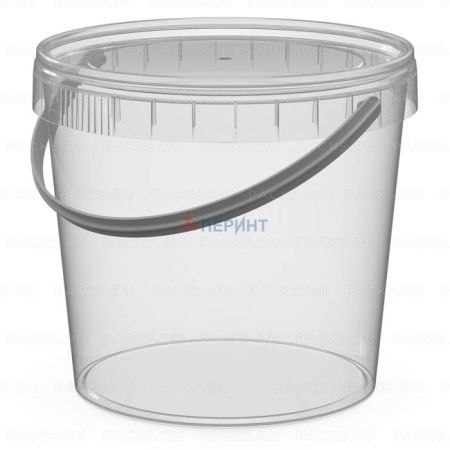 Ведро пищевое прозрачное 1,5л d-145 с крышкой с ручкой Перинт 100/100 