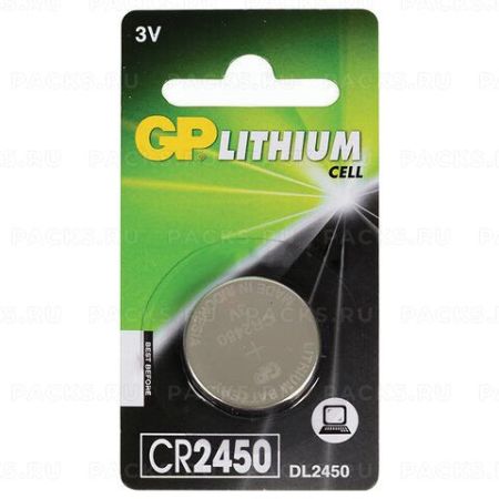 Элемент питания GP Lithium CR2450 литиевая 1 шт в блистере 1/10/600
