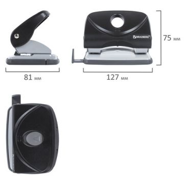 Дырокол на 20листов средний черный Einkommen Brauberg 1/12