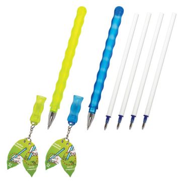 Набор ручек Пиши-Стирай гелевые 2шт+4 стержня ЮНЛАНДИЯ Горошек 1/12/144 (Клиент)