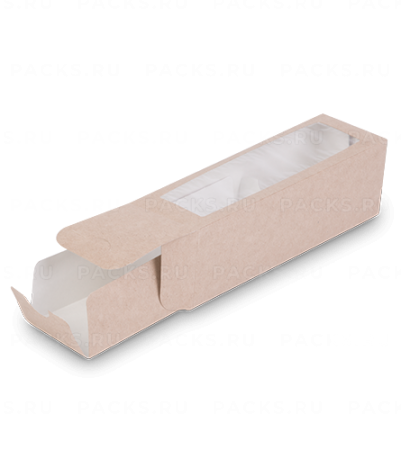 Коробка для макарун с окном 180х55х55мм крафт OSQ MB 6 50/300