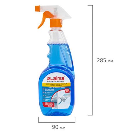 Средство для мытья стекол и зеркал 500мл триггер ЛАЙМА PROFESSIONAL 1/12