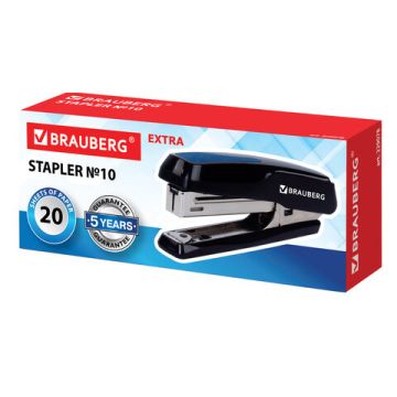 Степлер №10 BRAUBERG Extra до 20 листов антистеплер черно-синий 1/24