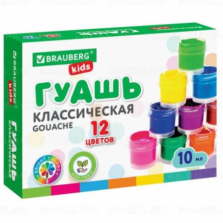 Гуашь 12цв 10мл Brauberg Kids 1/24