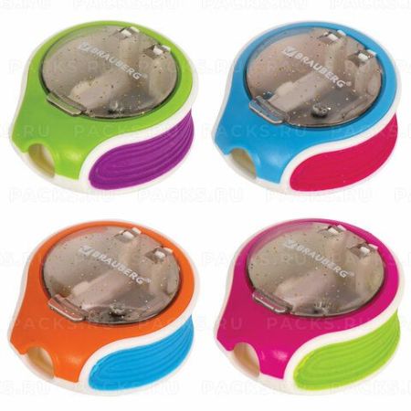 Точилка 1 отверстие с контейнером BRAUBERG Mix Soft 1/12