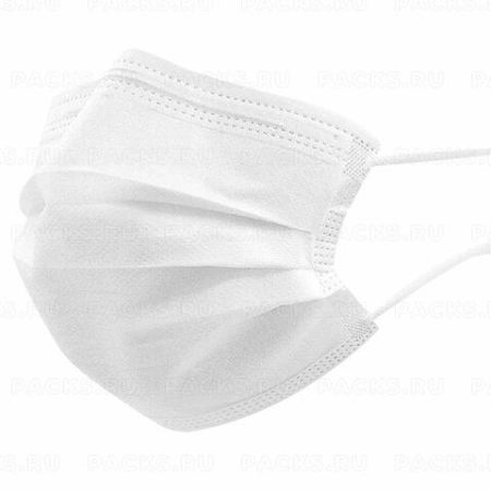 Маски медицинские комплект 50шт 3-х слойные одноразовые белые СМС 1/11