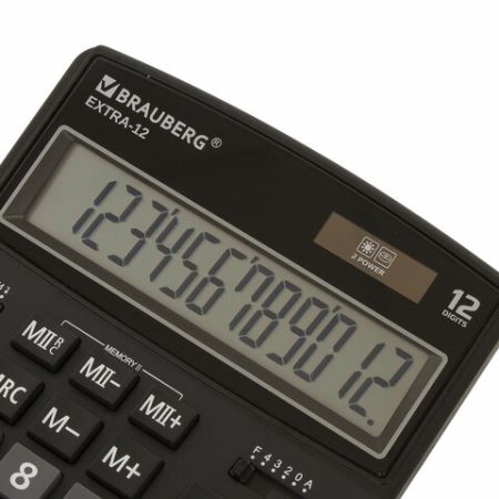 Калькулятор настольный BRAUBERG EXTRA-12-BK (206x155мм) 12 разрядов двойное питание 1/20