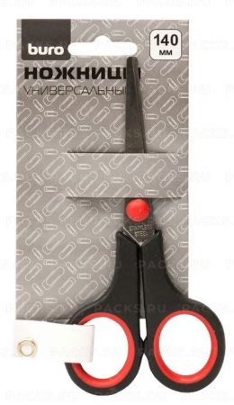 Ножницы 140мм метал черно-красные вставки европодвес Smart Buro 1/12/120