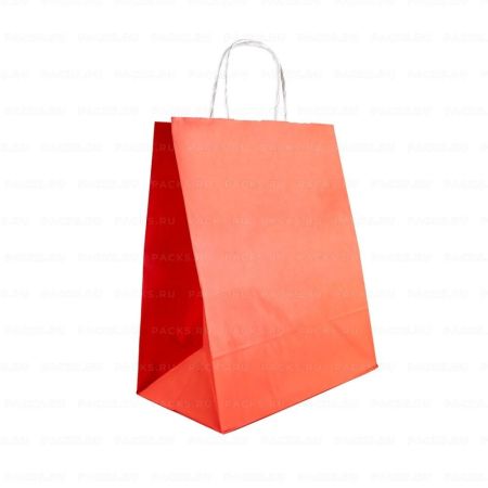 Пакет бумажный крафт КРАСНЫЙ с кручеными ручками 260х150х350  200/200