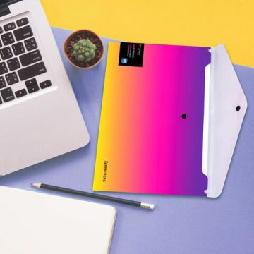 Папка-конверт с кнопкой А4 BRAUBERG желто-розовый градиент до 100 листов 0,18мм 1/12/240 (Клиент)