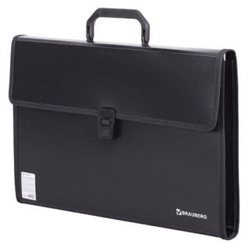 Папка-портфель BRAUBERG  390х260х40мм 3отд пластик, черный 1/10 (клиент)